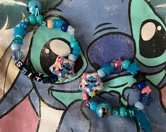 Pastel Decora OOAK Lilo and Stitch Themed Kandi Bracelets