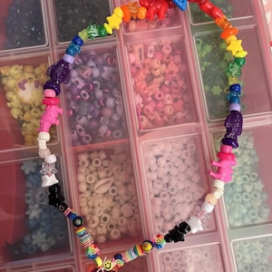 Collares colgantes con purpurina arcoíris Kandi OOAK de Decora Kidcore Scenecore