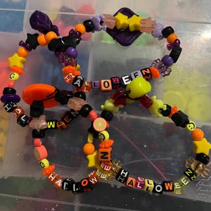 Scenecore Decora Emo Goth OOAK Spooky October / Fall / Autumn / Halloween Themed Kandi Bracelets