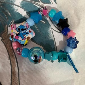 Pastel Decora OOAK Lilo and Stitch Themed Kandi Bracelets Pendant
