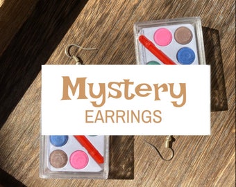 5 PAIRS of Mystery Funky Earrings Bundle Pack, Funky Fun Earrings, Funny Earrings, Statement, Silver, and Gold Plated Earrings
