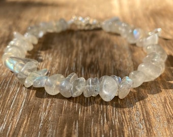 Pulsera de cristal de labradorita , pulsera ajustable de 6 pulgadas, extensión de plata 925 de 2 pulgadas