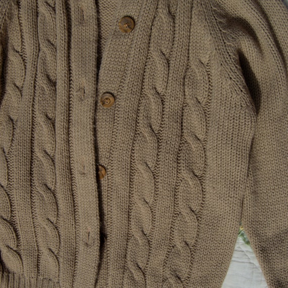 70s Raglan Long Sleeve Cable Knit Cardi - image 4