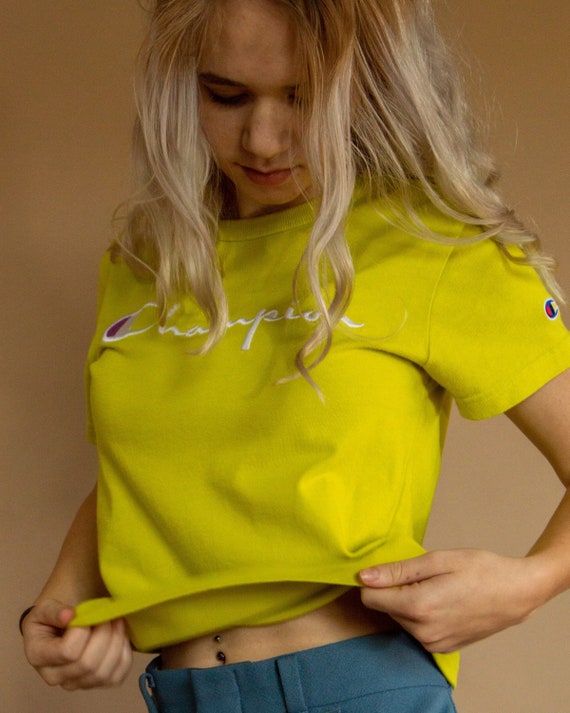 Y2K Preloved Neon Champion Short Sleeve Baby Tee - image 5