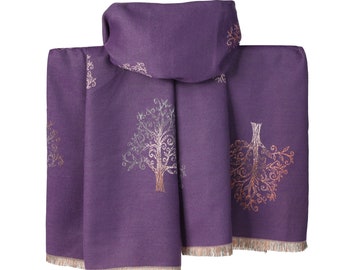 Luxurious Reversible Scarf Cozy and ChicNew Oak Tree Patterned Oversized  Warm Soft Shawl & Wrap Women Christmas Present Xmas Gifts