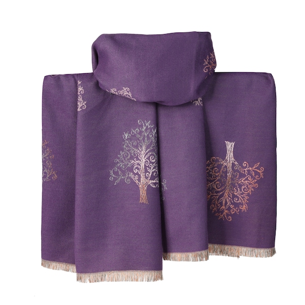 Luxurious Reversible Scarf Cozy and ChicNew Oak Tree Patterned Oversized  Warm Soft Shawl & Wrap Women Christmas Present Xmas Gifts