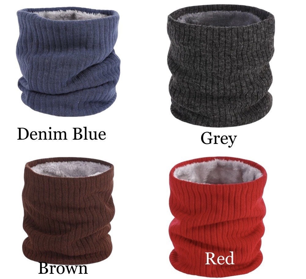 Winter Neck Warmer Fleece Lined Infinity Scarf Thicken Windproof and