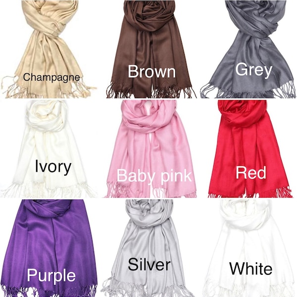 Pashmina Scarf 100% Viscose Plain Wrap Shawl Stole Many Colours 200g TOP QUALITY