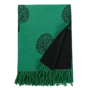 Winter Warmer Reversible Mulberry Tree Long GREEN/BLACK Cashmere Print Fashion Scarf/Shawl Blanket || Christmas Gift Wrap Box|| LONDONSCARFS