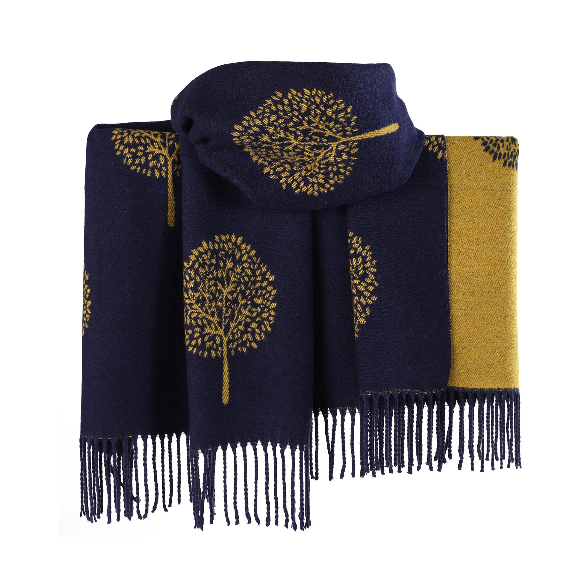 Women's Winter Scarf Tree of Life Soft Touch Reversible Cashmere Feel