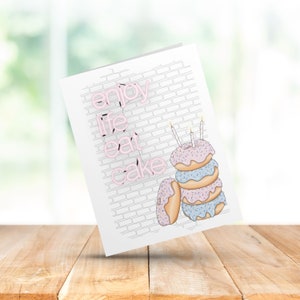 Eat Cake Wishes | Happy Birthday Doughnut Card | Dessert Greeting | Neon Message | Donut Cake | Groll Stationery