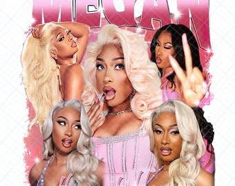 Megan Thee Stallion File Png, Megan Thee Stallion Rap Design, Vintage Design Band, Rap Tour 2024 Digital Download