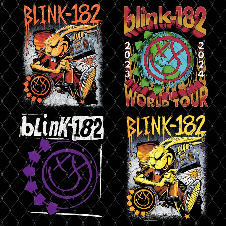 Combo 20 File Png Blink 182, Pop Punk Band Design, 182 World Tour 2024 Png, Digital Download zdjęcie 2