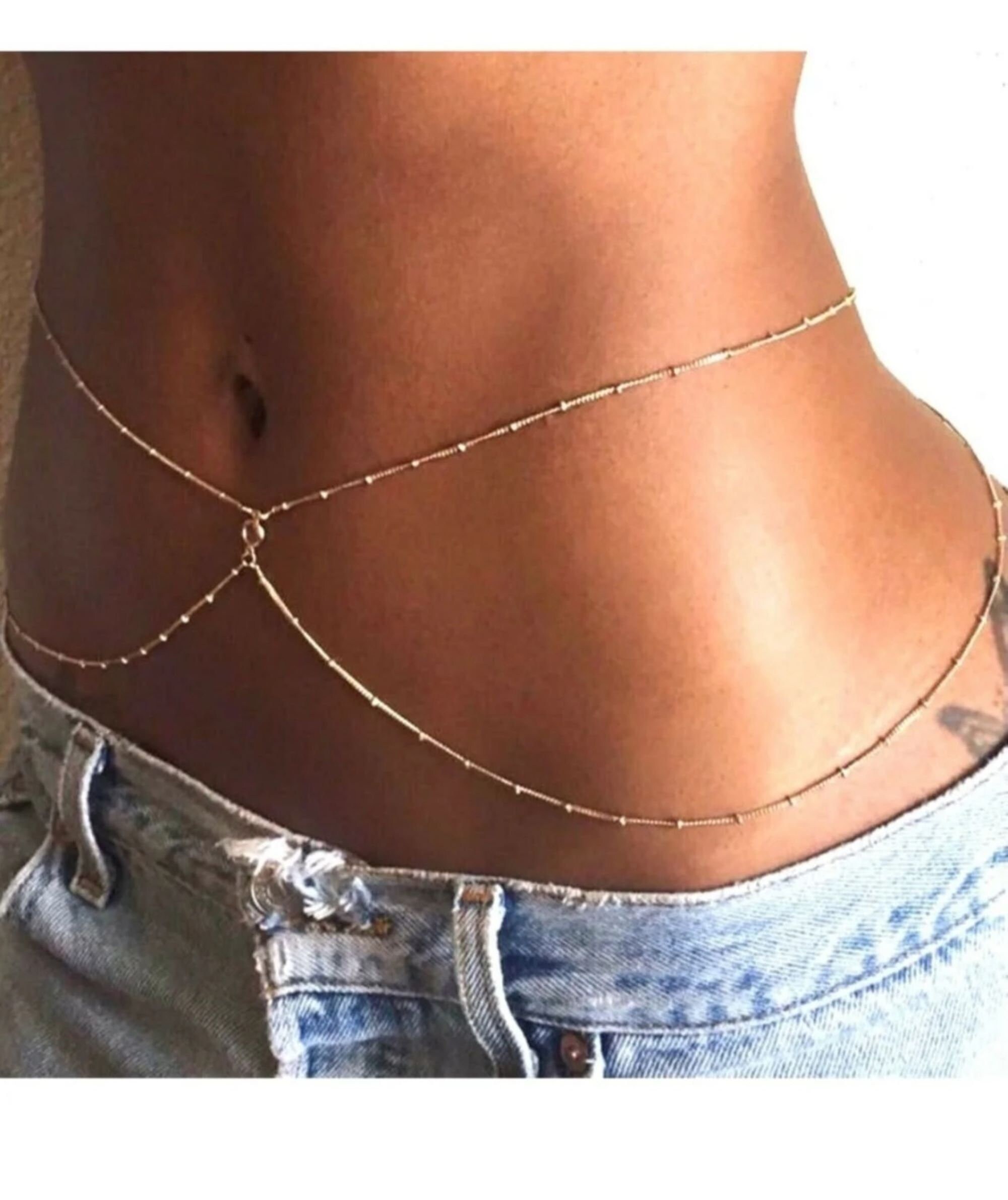 Double Gold Waist Chain / Non Darkening Belly Chain Etsy
