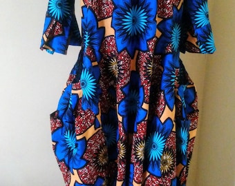 Ankara Plus Size Dress with Oversize Front Pockets