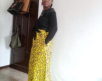 African Print Wide Leg Pants: Ankara Fabric, Oversized Belt