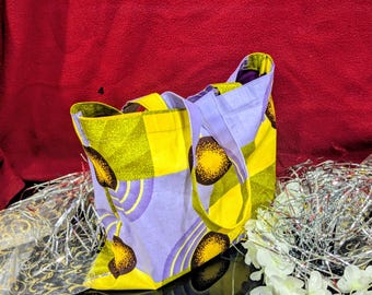 Ankara Mini Tote Bag: Handmade Lined Cotton Everyday Handbag