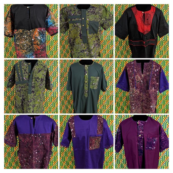 Camicia patchwork con stampa africana su misura: top in cotone