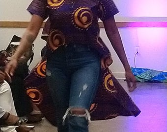 Ankara Hi-Lo Shirt| Party Dress | African Print Hi-Lo Blouse