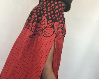 African Print Maxi Skirt: Ankara Open Wrap, Plus Size XS-5XL