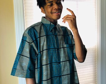 African Print Shirt: Men's  Ankara Shirt (Fits 2XL/3XL)