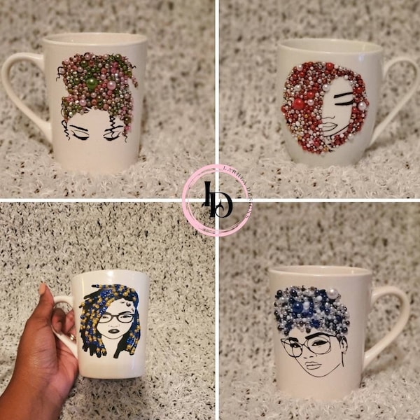 Sorority Inspired Mugs|Custom mug| Bling hair mug|Gift for her