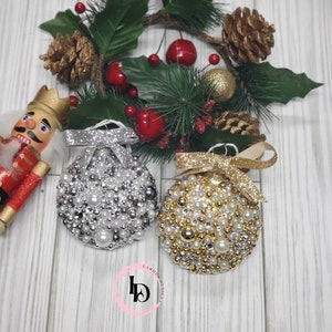 Bling ornaments|Elegant Christmas ornaments|Silver and Gold|Christmas Decor|Keepsake