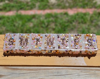 Rhinestone Pill Organizer: Chic 7-Day Bling Pill Box