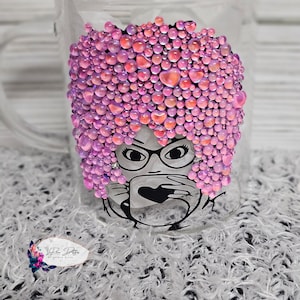 Aliya|Beauty with the glasses|Afro Diva with glasses|Glass Mug|Bling Mug|Custom mug|Bling hair|Gifts for her
