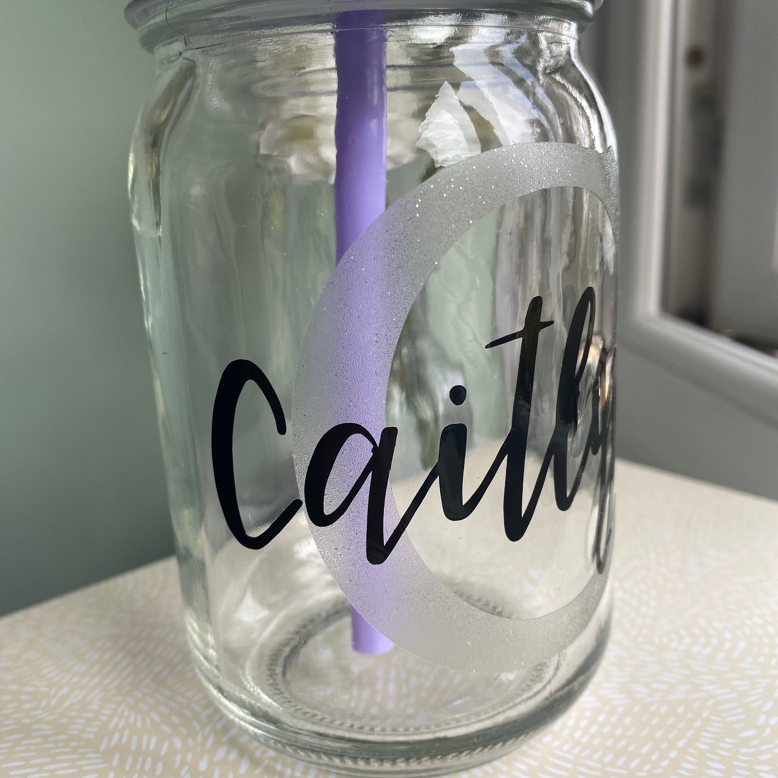 Personalised Glass Drinking Jar With Name Etsy