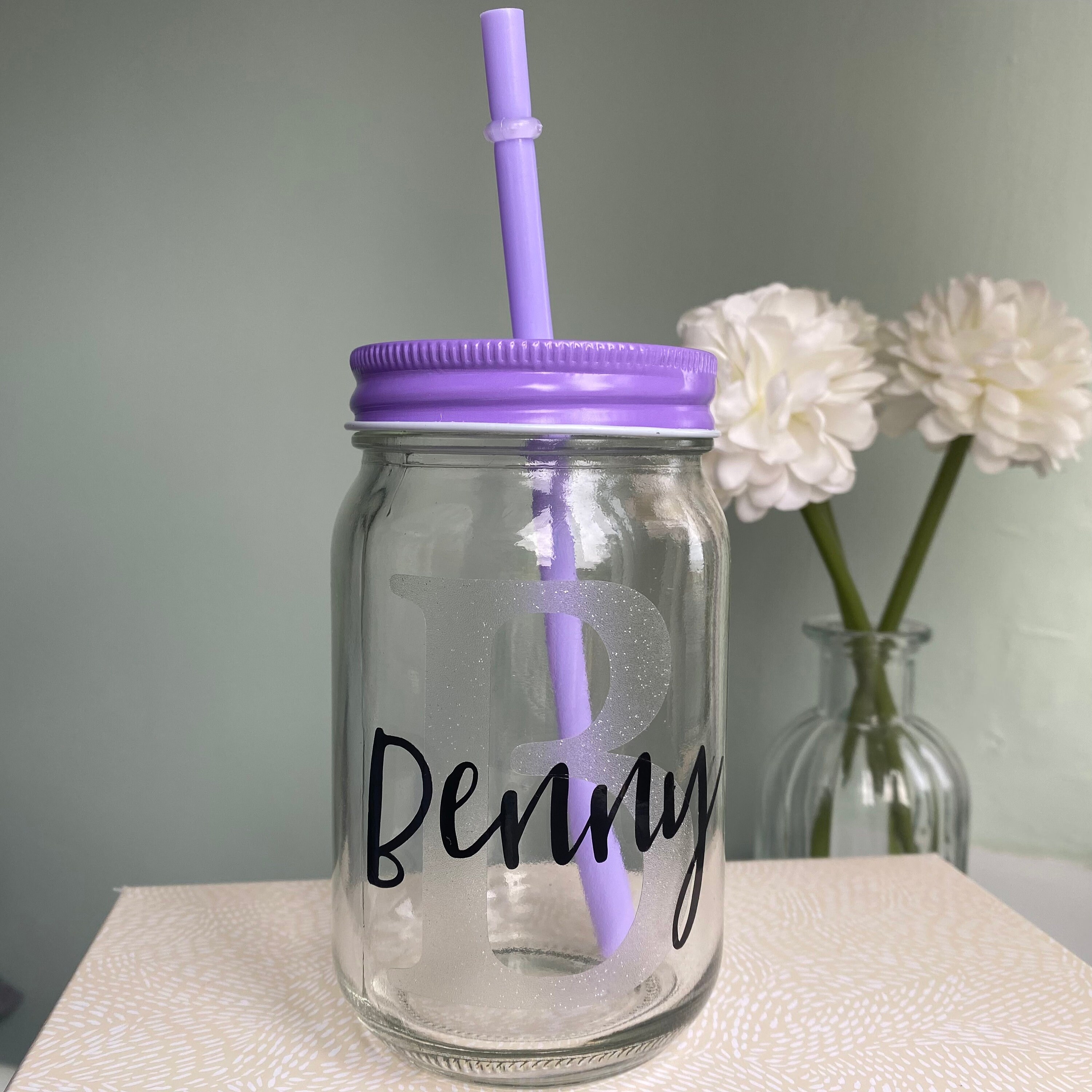 Personalised Glass Drinking Jar With Name Etsy