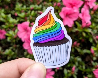 Pride Flag Cupcakes Vinyl Sticker- LGBTQ - Queer Owned | Water-Resistant for Bullet Journal, Planner, Laptop, Water Bottle - Cute Decal