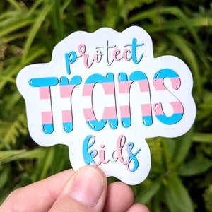 Pride Vinyl Stickers - Queer Business - Protect Trans Kids | Glossy Water Resistant - LGBTQ+ Cute Decal - For  Journal, Water Bottle, Laptop