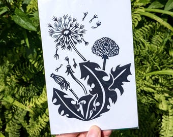 4x6 Art Print - Dandelions | Nature Floral Original Artwork | Great for Dorm, Living Room, and Wall Hanging Decor