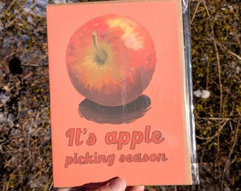 Apple Picking Season Greeting Card - Fall Autumn | Handmade stationary card for all occasions - seasonal card