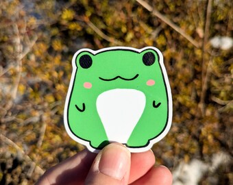 Frog Vinyl Sticker- Squishmallow | Glossy Water Resistant - Cute Decal - For Journal, Water Bottle, Laptop, Car