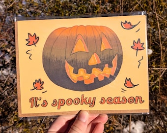 It's Spooky Season Greeting Card - Halloween Pumpkin Fall Autumn | Handmade stationary card for all occasions - seasonal card