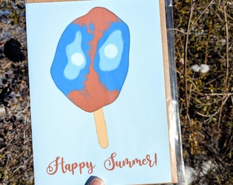 Happy Summer Greeting Card - Spooderman Popsicle Meme | Handmade stationary card for all occasions - seasonal card