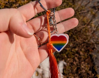 Rainbow Gay Pride Keychain - Queer Owned | Handmade - Great for backpacks, purses, keys, and lanyards