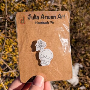 Skull & Butterfly Handmade Pin - One Line Drawing - Black and White | Great for backpacks, lanyards, hats