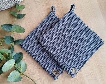 Topflappen gehäkelt 2er Set |  | ca. 20x20cm | 100% recycelte Baumwolle| viele Farben | Küche | Geschenkidee