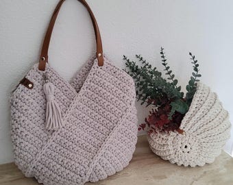 Handtasche gehäkelt modern | Häkeltasche | Boho Tasche | Shopper | Strandtasche | Einkaufstasche | Geschenkidee
