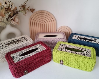Taschentücherbox gehäkelt mit Holzcover | 5 Muster Designs | Kosmetiktücherbox | Hülle |  Badezimmer | Kinderzimmer | Box für Servietten