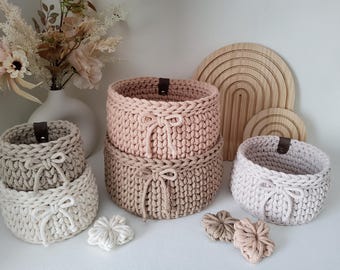 Häkelkorb rund | verschiedene Größen | Häkelkörbchen | Utensilo |  Aufbewahrungskorb | Baumwollkorb | Home Decor | Geschenkidee