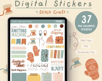 Goodnotes Knitting and Crochet Digital Planning Stickers, Knitting Stickers, Crochet Stickers, Pre-cropped Crochet Stickers, Scrapbooking