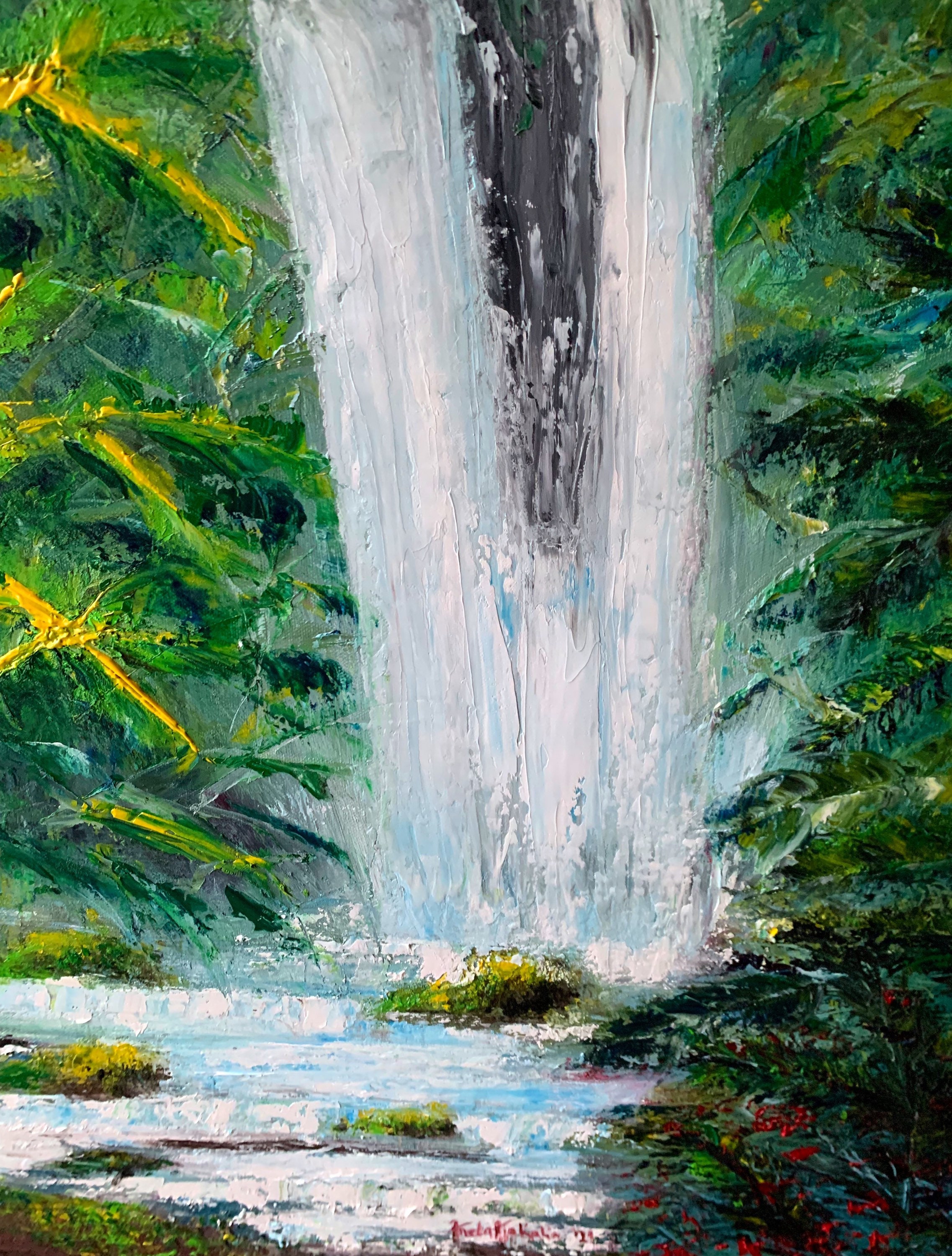 70x70cm Waterfall in the Forest Landscape Oils Painting on Etsy UK