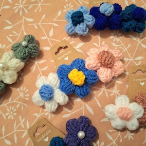 Pièces uniques - Barrettes à cheveux fleurs crochetées, accessoires cheveux, pinces, pièces uniques, fait main