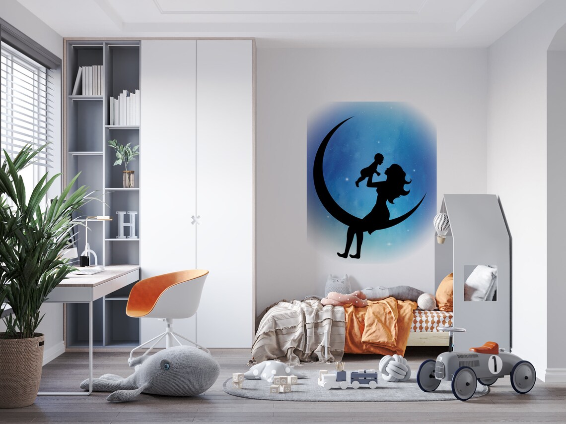 Nursery wall art blue mom and baby nursery decor mom and Etsy