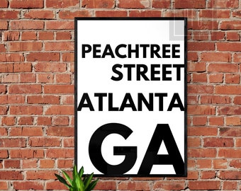 Atlanta Georgia Peachtree Street Printable Wall Art | Printable Wall Art | Art Print | Wall Decor | Atlanta Print