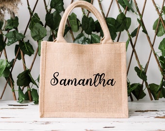 Custom Beach Tote Bag, Bridesmaid Tote Bags With Names, Bachelorette Gifts, Bridesmaid Gifts, Girls Trip Gifts, Jute Bag, Burlap Tote Bags